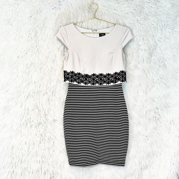 Jax Dresses & Skirts - Jax lace trim striped sheath dress